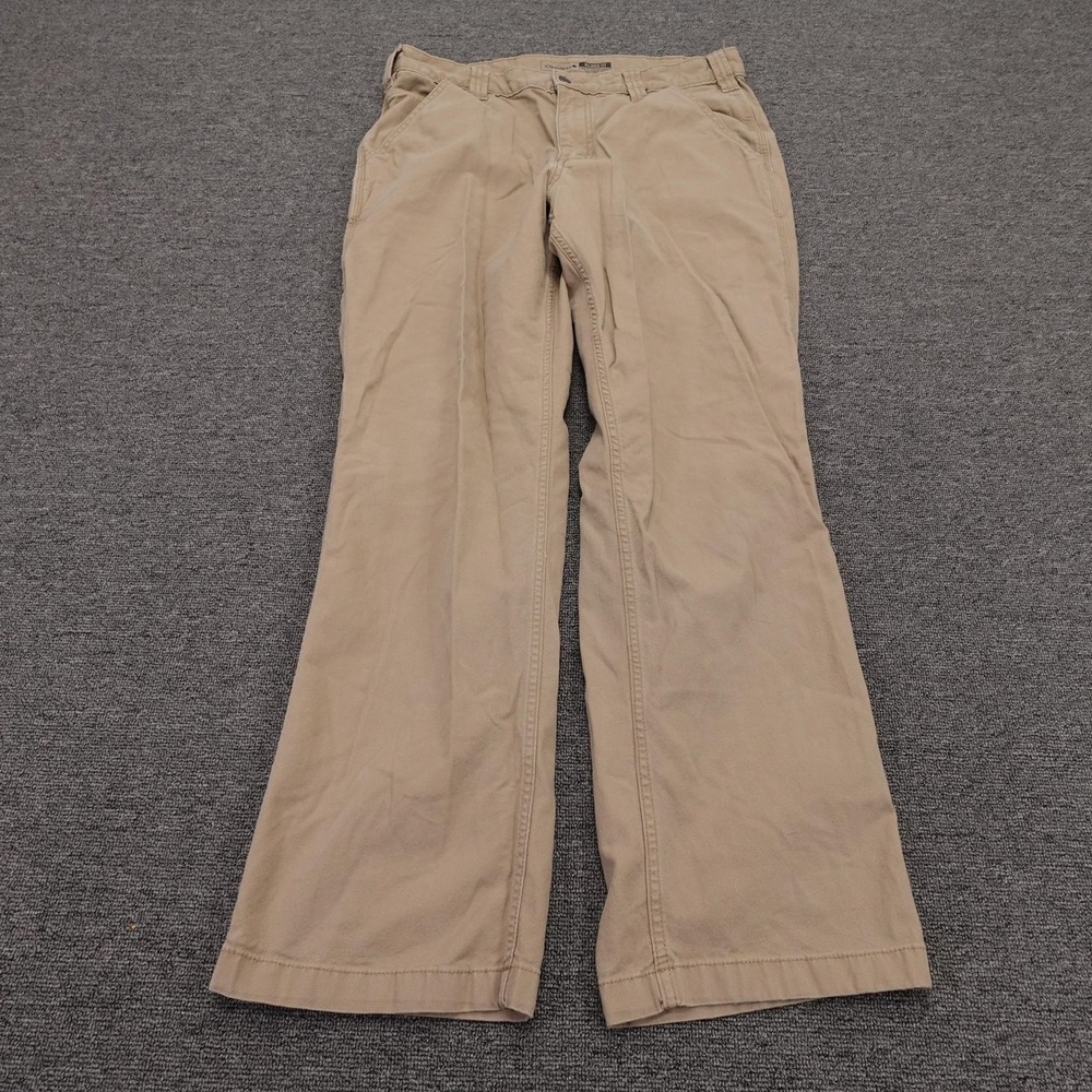 Carhartt Pants Mens 32x30 Beige Relaxed Fit Canvas Carpenter Utility Workwear